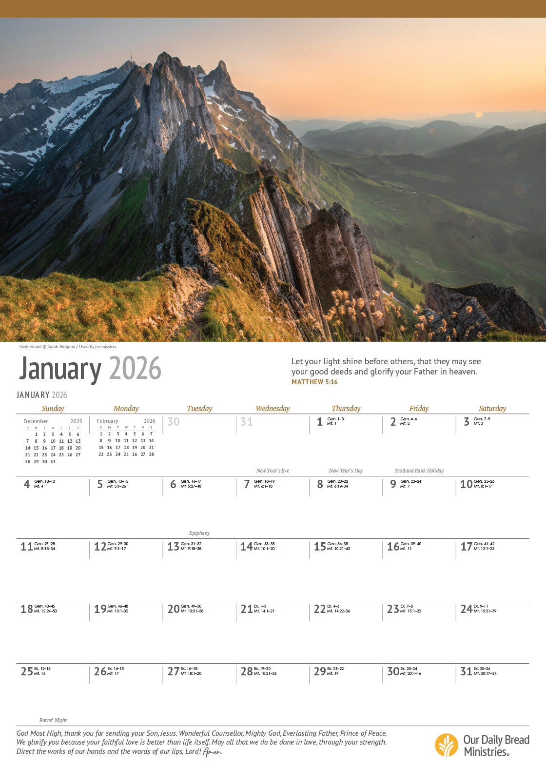 Our Daily Bread 2026 Inspirational Calendar