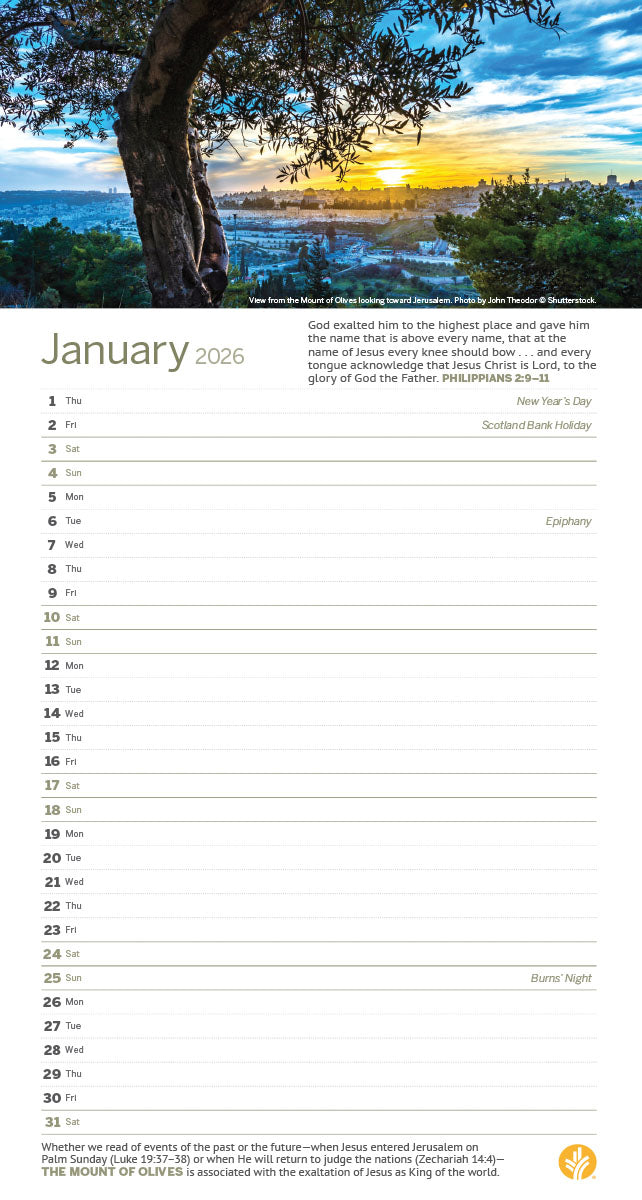 Lands of the Bible 2026 Calendar