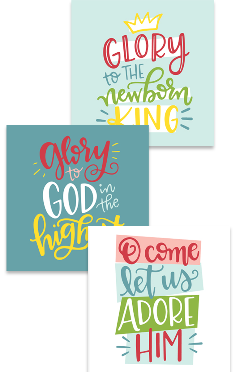 Word Art Mini Christmas Cards